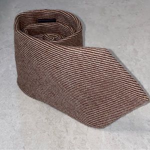 Asprey London Cream Tan Vertical Stripes 100% Cashmere Men’s Tie